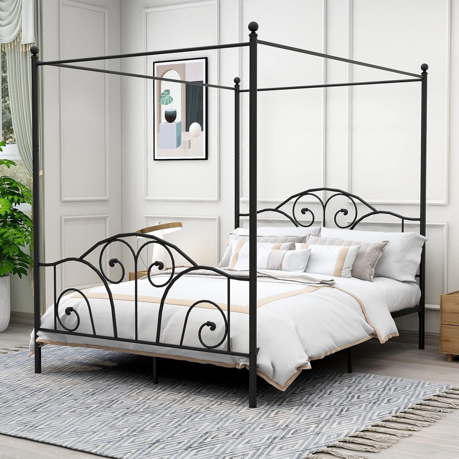Canopy Bed Frame Metal Queen - Rangka Tempat Tidur Kanopi Logam Ukuran