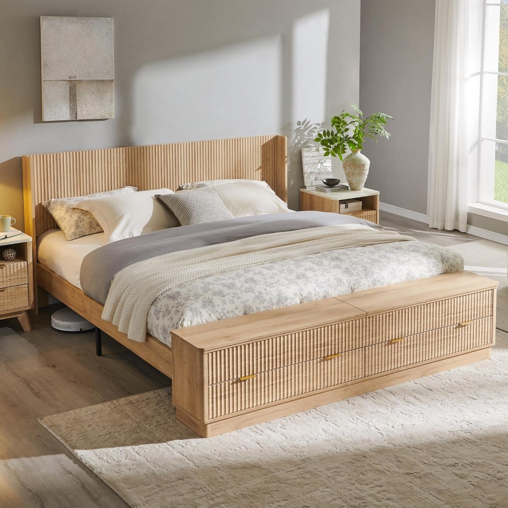 King Size Bed Frame With Storage Drawers - Rangka Tempat Tidur King Size dengan