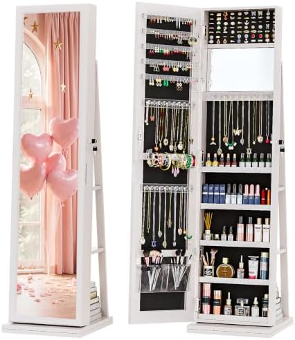 Full Length Mirror Jewelry Armoire - Lemari Perhiasan 4-In-1, Lemari Perhiasan Berdiri