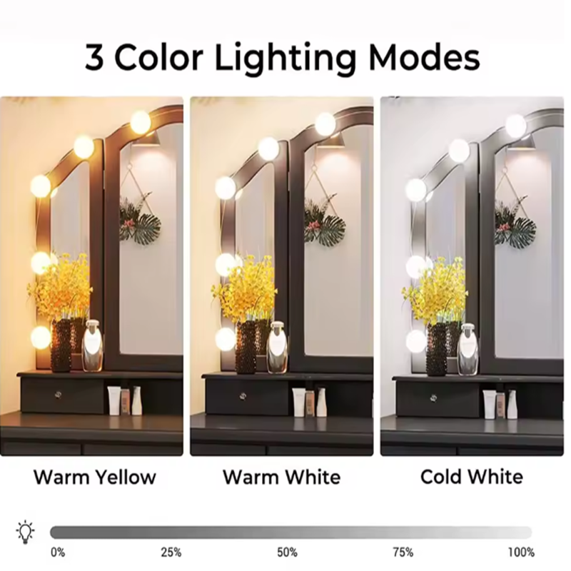 Dressing Table Vanity With Lighted Mirror - Lampu Cermin Rias LED yang Dapat
