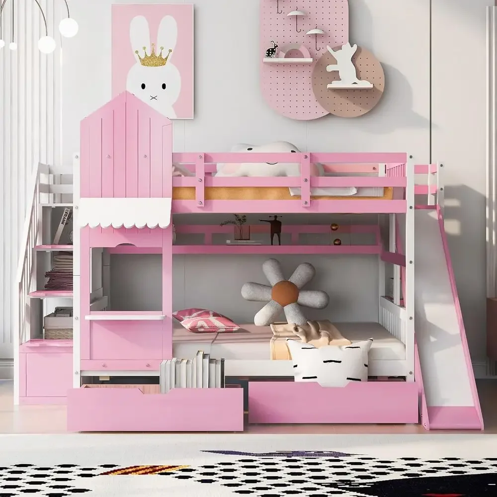 Bunk Bed With Stairs And Slide - Tempat Tidur Susun Anak dengan Tangga,