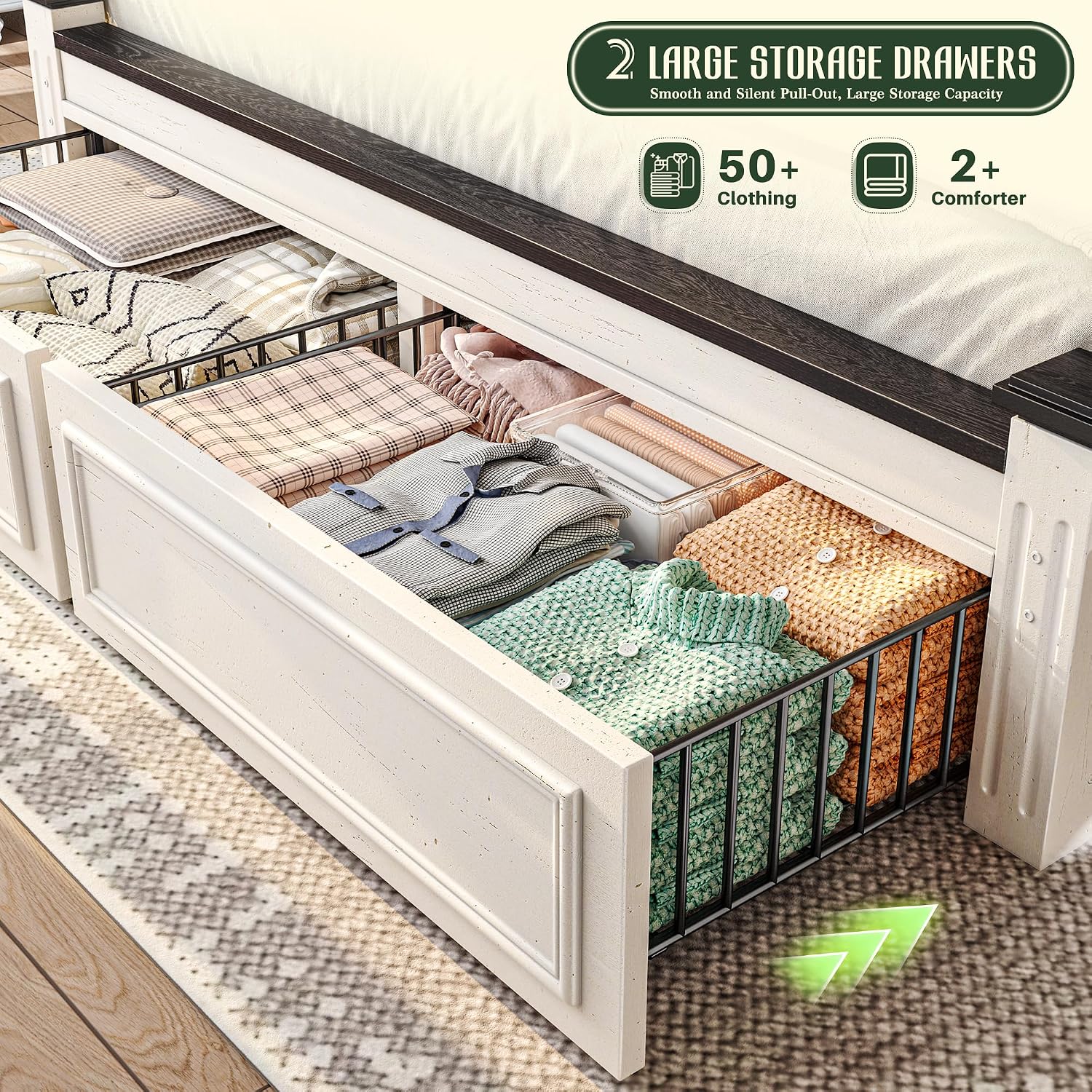 King Size Bed Frame With Storage Drawers - Rangka Tempat Tidur King Size dengan