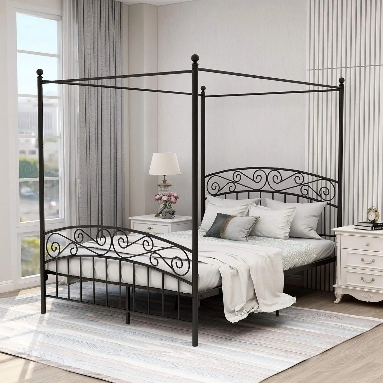 Canopy Bed Frame Metal Queen - Rangka Tempat Tidur Kanopi Ukuran Queen,