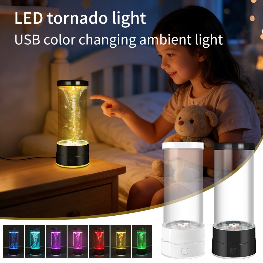 Floating Nightstand With Led Light - Lampu Malam Tornado LED Kreatif Lampu