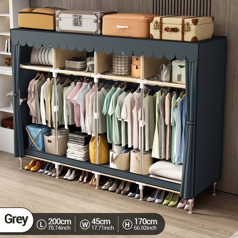 Wardrobe Closet Portable Fabric Cover - Lemari Pakaian Portabel Berbingkai Logam dengan