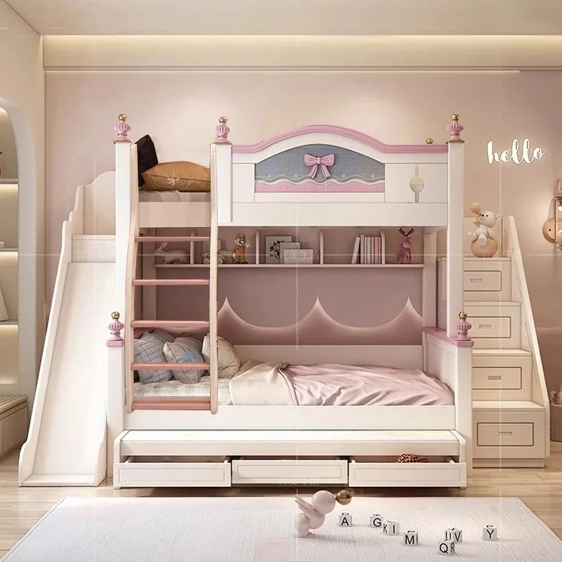 Tempat Tidur Susun Kayu Solid  - Bunk Bed With Stairs And Slide ulasan dan harga