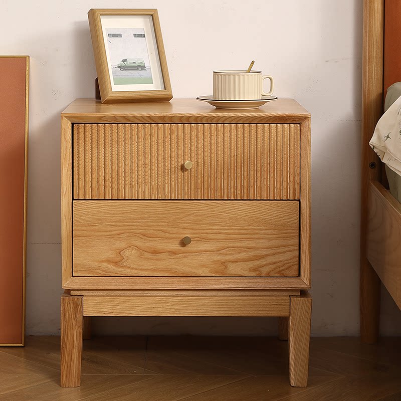 Meja Nakas Kayu Solid Retro, F - Solid Wood Nightstand 2 Drawers ulasan dan harga