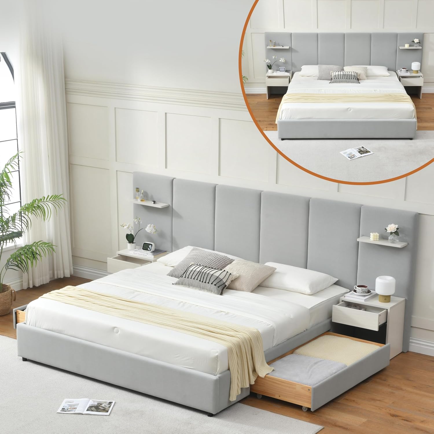 Rangka Tempat Tidur King Size  - King Size Bed Frame With Storage Drawers ulasan dan harga