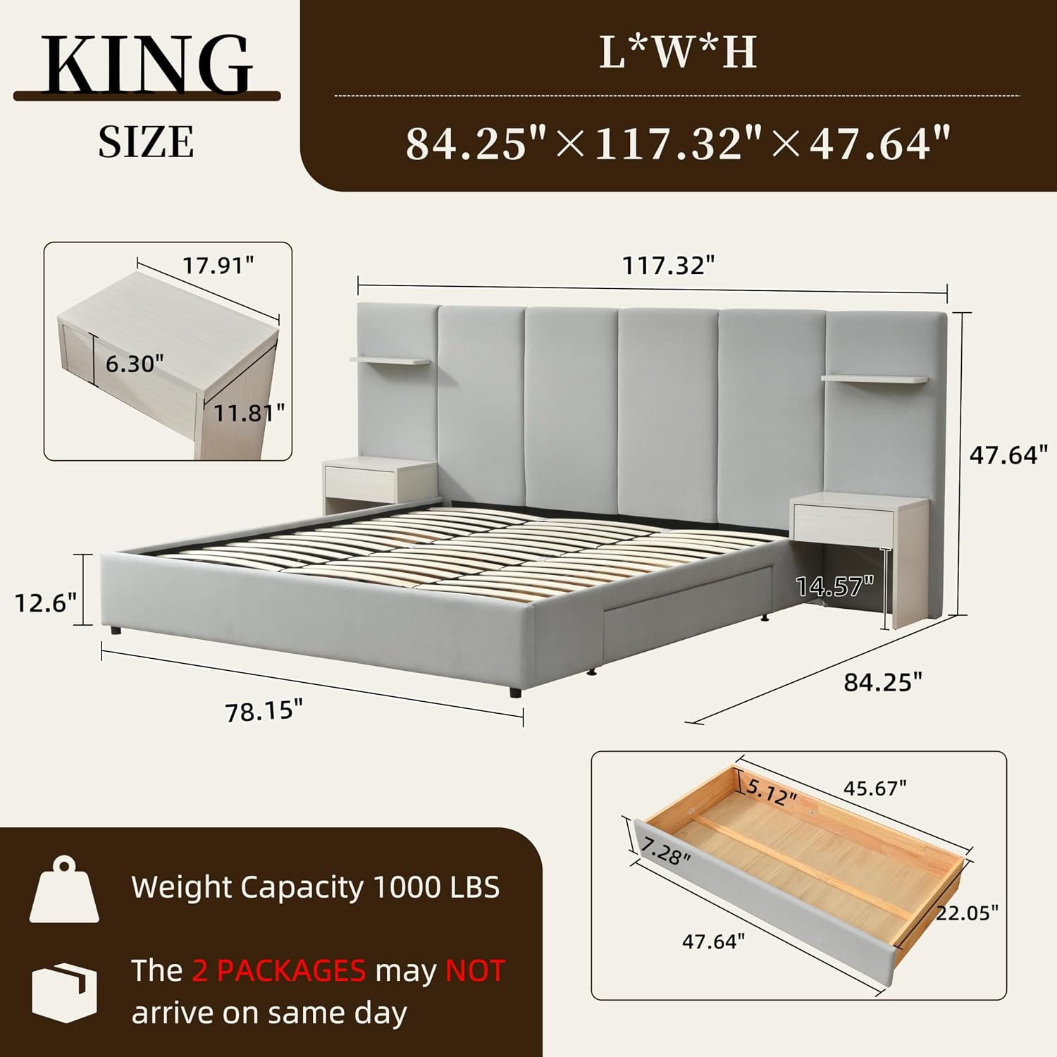 Rangka Tempat Tidur King Size  - King Size Bed Frame With Storage Drawers ulasan dan harga