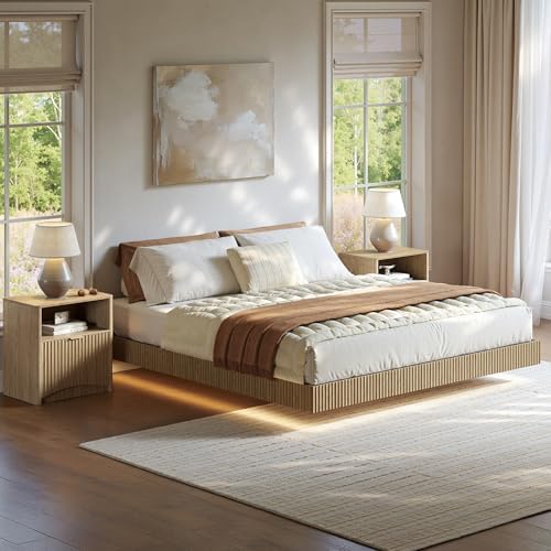 Set Kamar Tidur, Rangka Tempat - Floating Nightstand With Led Light ulasan dan harga