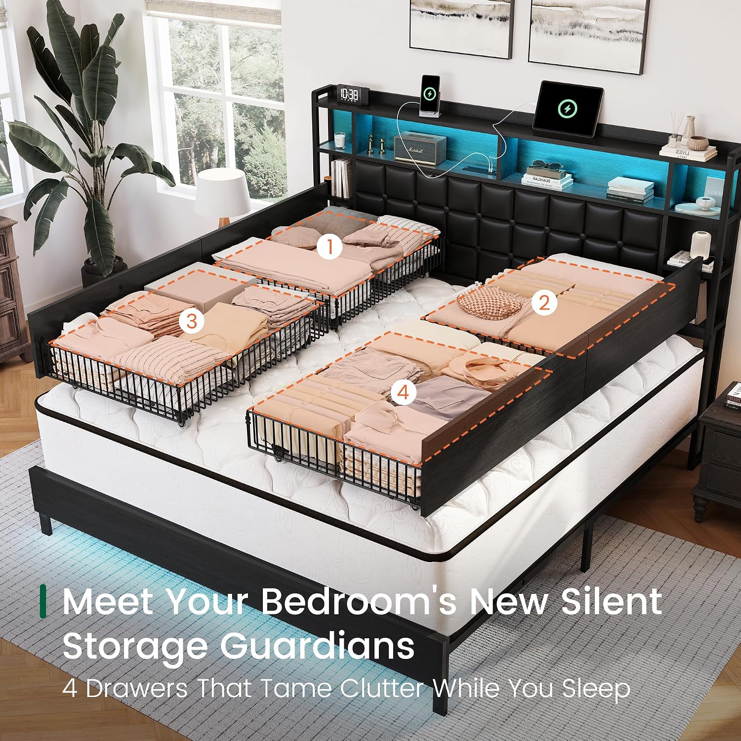 Rangka Tempat Tidur Kayu Ukura - King Size Bed Frame With Storage Drawers ulasan dan harga