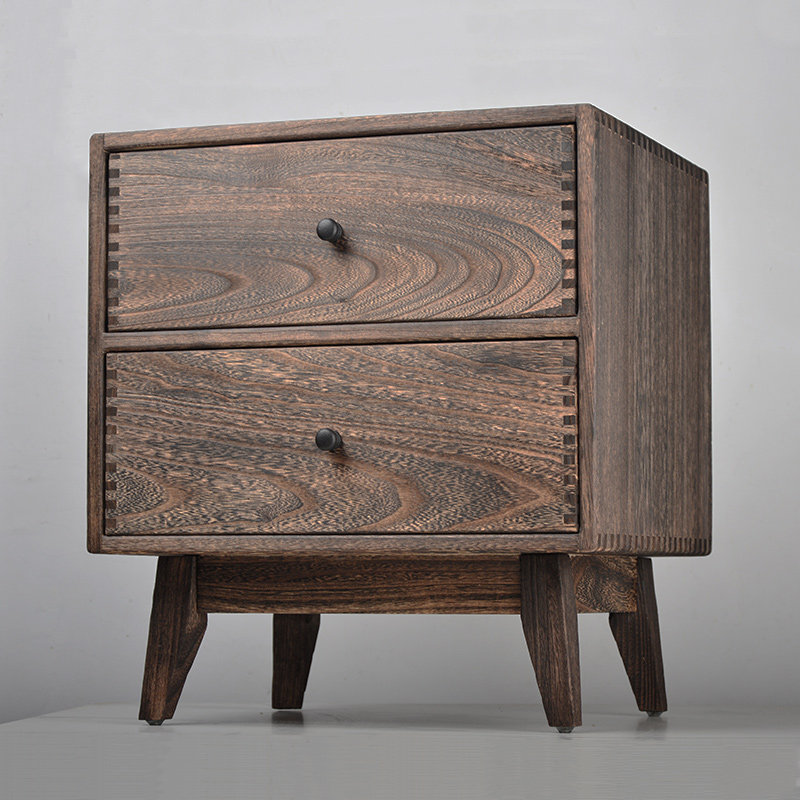 Meja Samping Tempat Tidur Kayu - Solid Wood Nightstand 2 Drawers ulasan dan harga