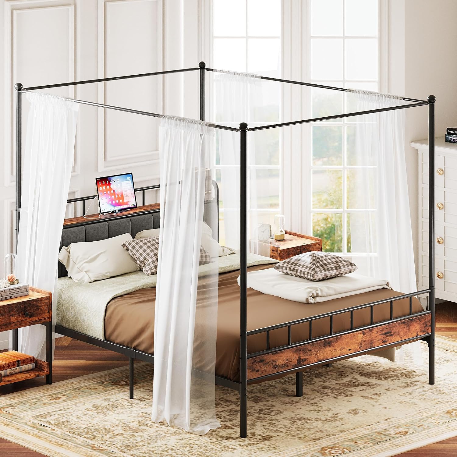 Rangka Tempat Tidur Queen Cano - Canopy Bed Frame Metal Queen ulasan dan harga