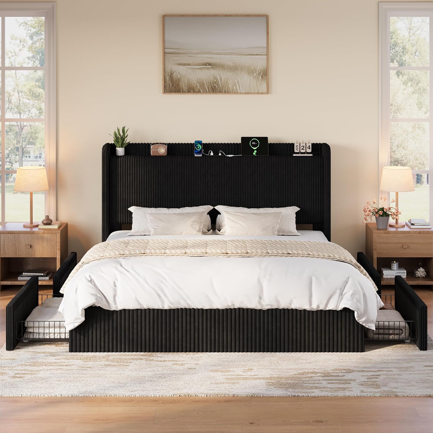 Rangka Tempat Tidur King Size  - King Size Bed Frame With Storage Drawers ulasan dan harga