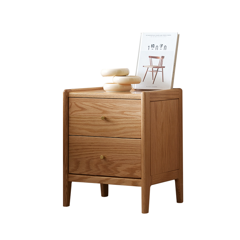 Meja Nakas Kayu Solid Oak Gaya - Solid Wood Nightstand 2 Drawers ulasan dan harga