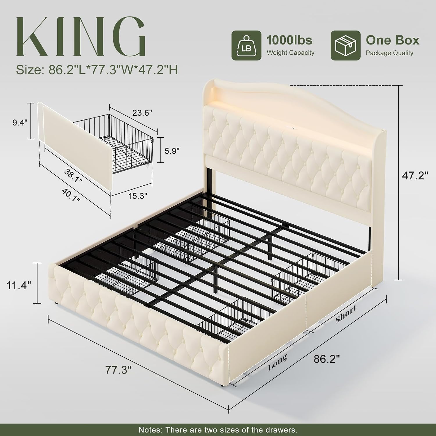 Rangka Tempat Tidur Platform U - King Size Bed Frame With Storage Drawers ulasan dan harga