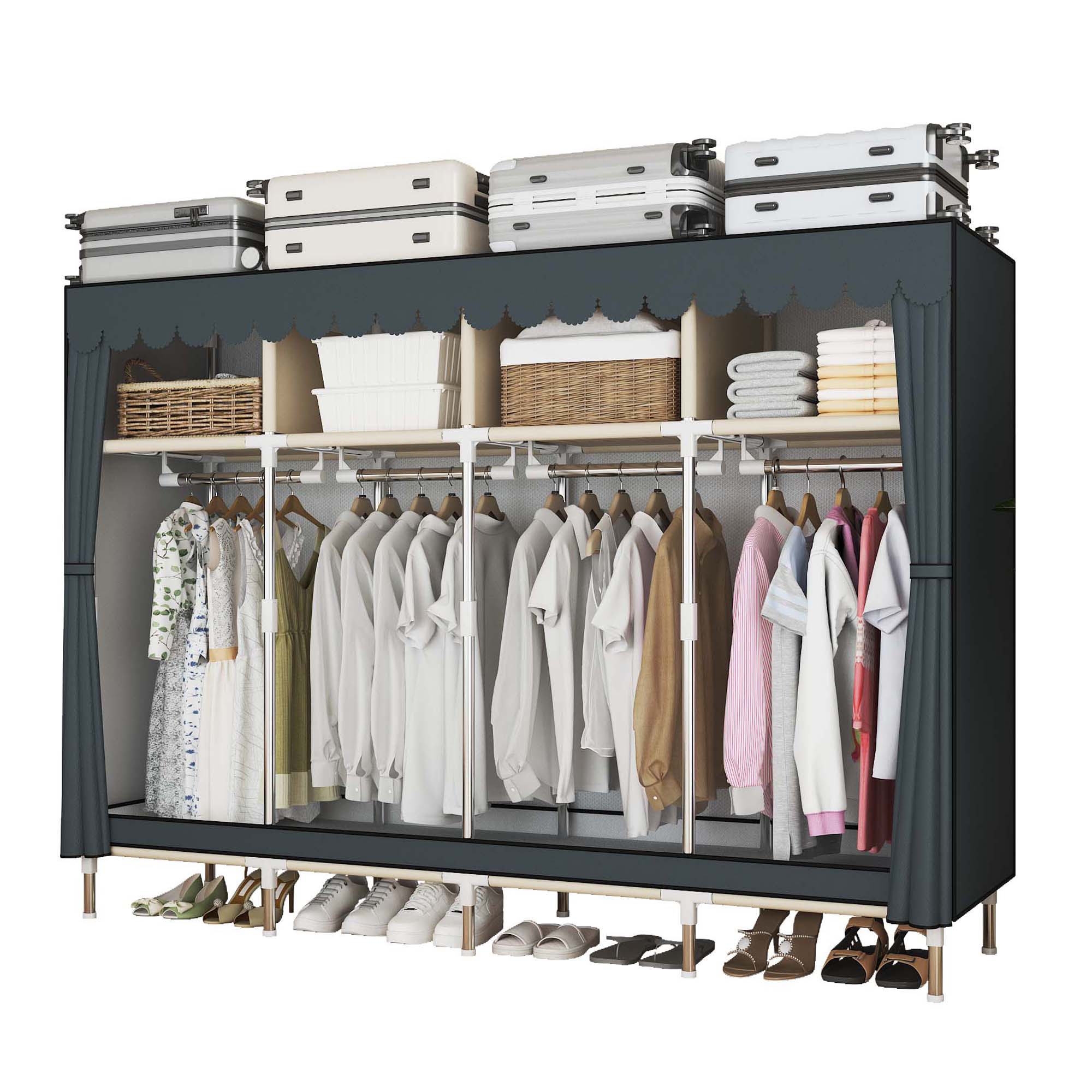 Lemari Pakaian Walk-in Lebar 7 - Wardrobe Closet Portable Fabric Cover ulasan dan harga