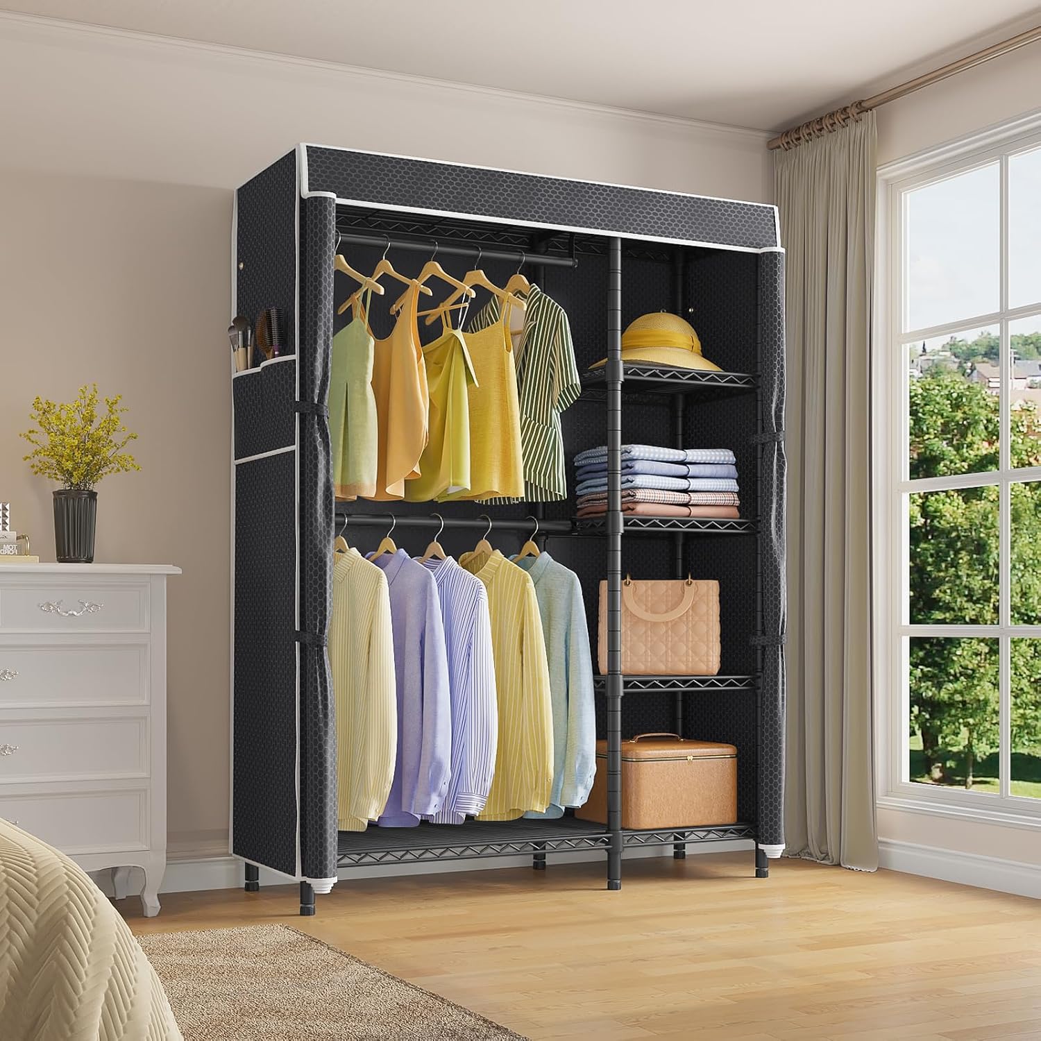 Lemari Pakaian Portabel, Rak G - Wardrobe Closet Portable Fabric Cover ulasan dan harga