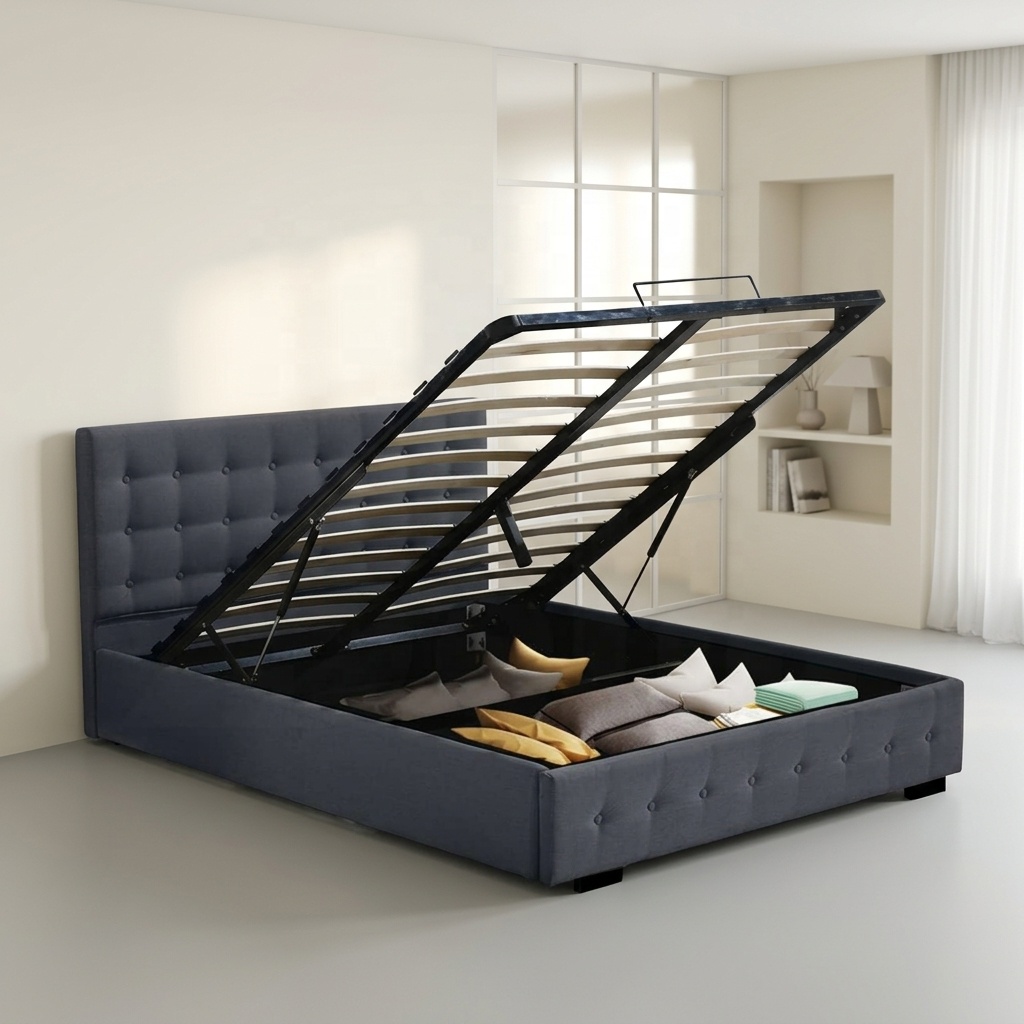 Tempat Tidur Modern Queen King - Gas Lift Storage Bed Hydraulic ulasan dan harga