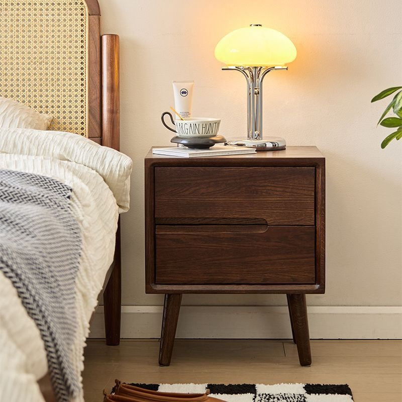 Meja Samping Tempat Tidur Kayu - Solid Wood Nightstand 2 Drawers ulasan dan harga