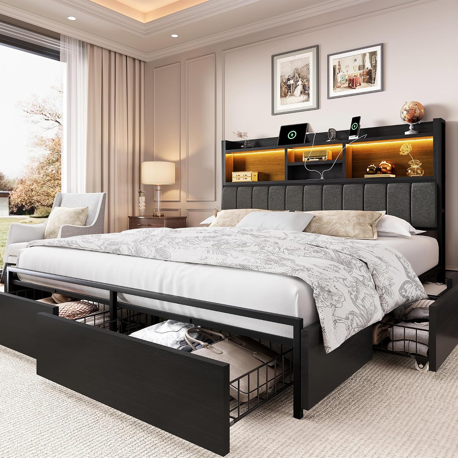 Rangka Tempat Tidur King denga - King Size Bed Frame With Storage Drawers ulasan dan harga
