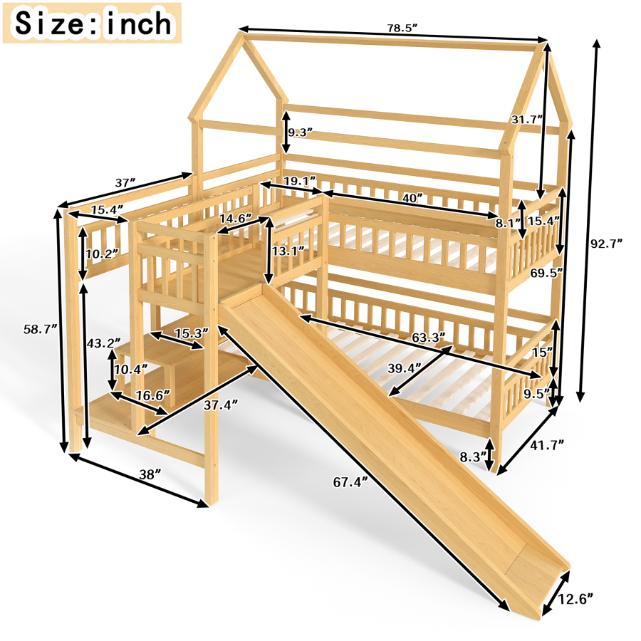 Tempat Tidur Susun Bentuk Ruma - Bunk Bed With Stairs And Slide ulasan dan harga