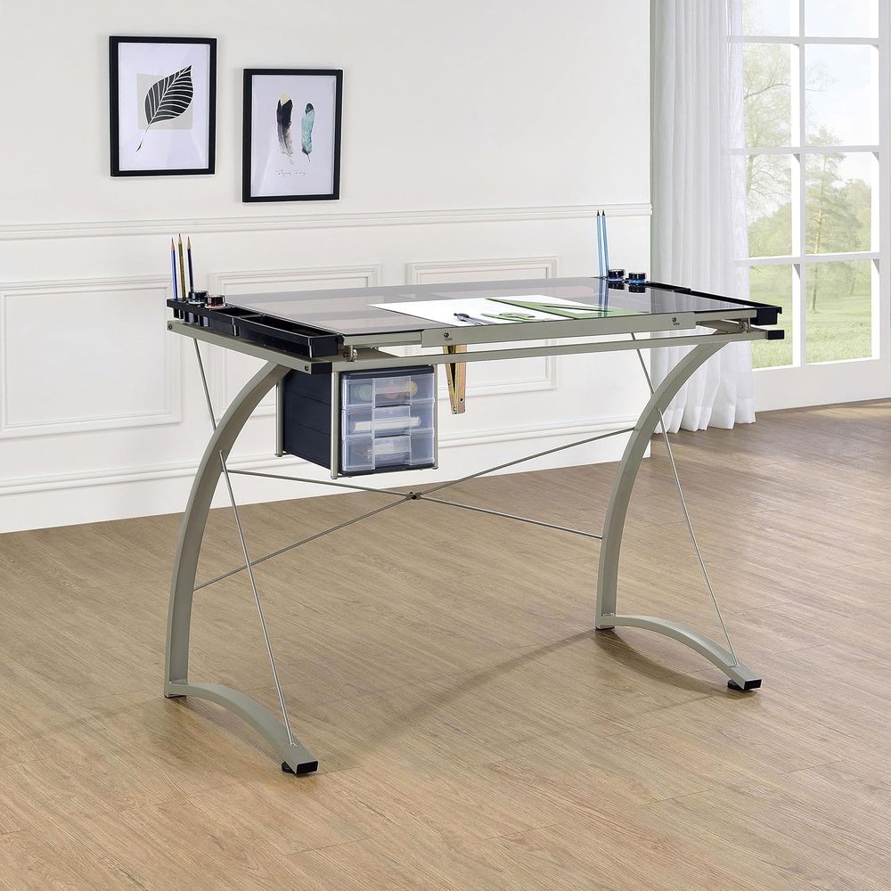 Meja Gambar Logam dan Kaca 41  - Tables ulasan dan harga