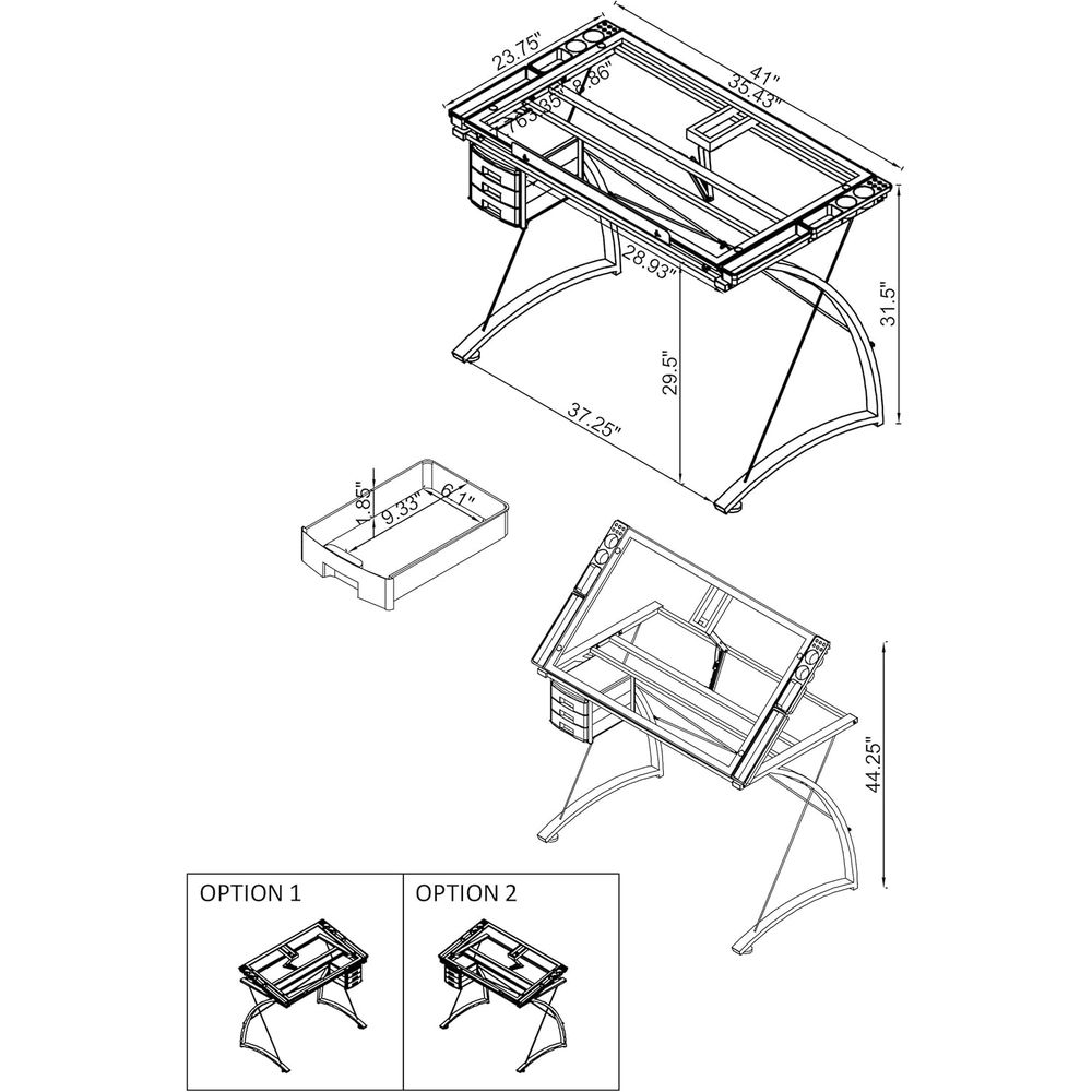 Meja Gambar Logam dan Kaca 41  - Tables ulasan dan harga