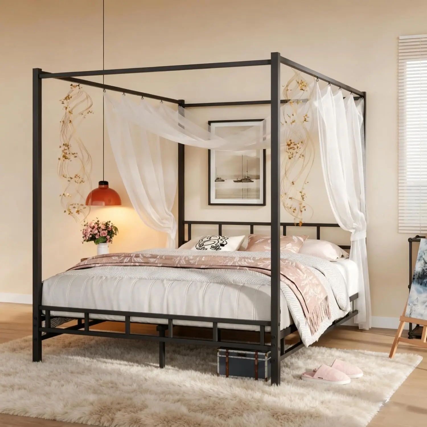 Rangka Tempat Tidur Kanopi Log - Canopy Bed Frame Metal Queen ulasan dan harga
