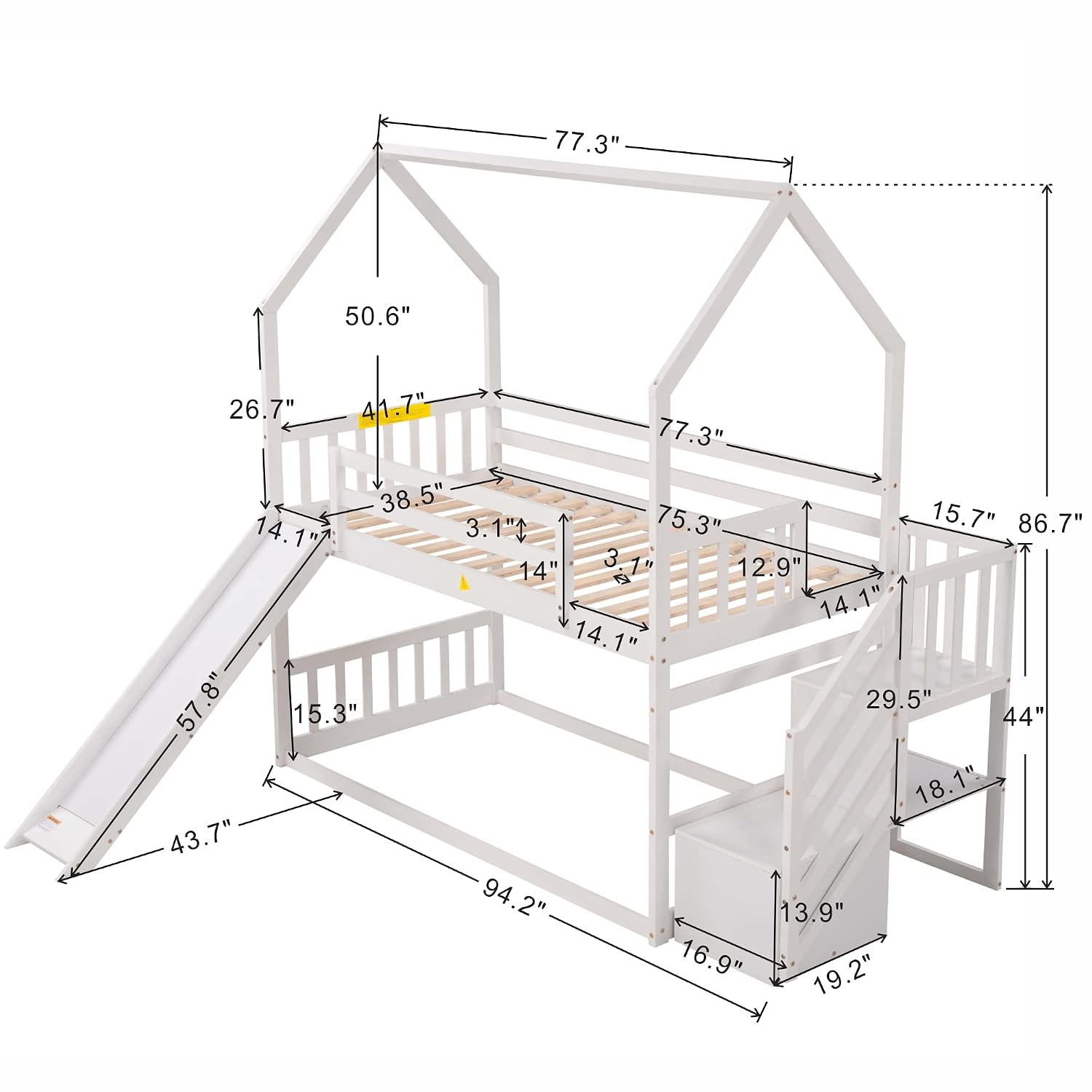 Tempat Tidur Tingkat Twin Over - Bunk Bed With Stairs And Slide ulasan dan harga