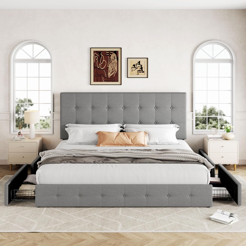Rangka Tempat Tidur Platform U - King Size Bed Frame With Storage Drawers ulasan dan harga