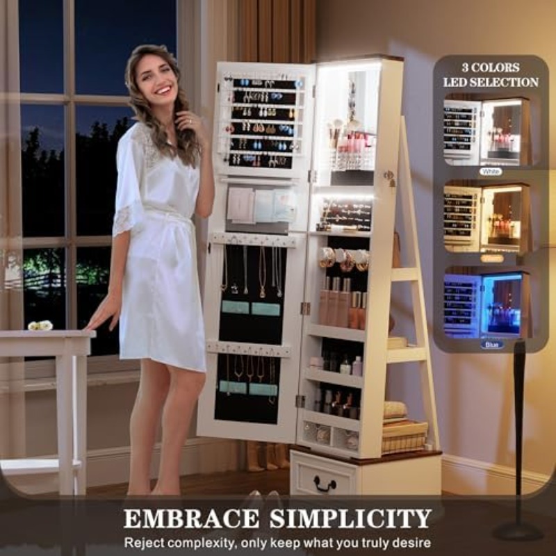 360 ° Lemari Perhiasan Putar d - Full Length Mirror Jewelry Armoire ulasan dan harga