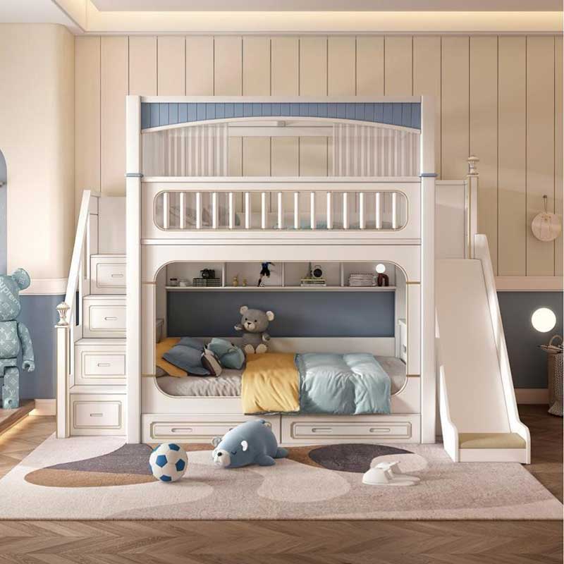 Set Perabot Kamar Tidur Anak L - Bunk Bed With Stairs And Slide ulasan dan harga