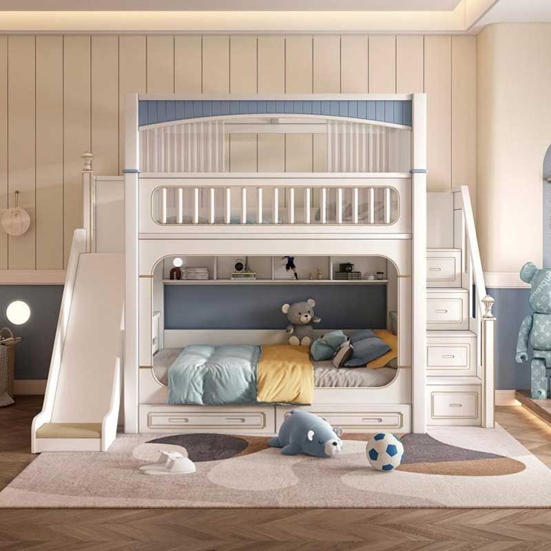Set Perabot Kamar Tidur Anak L - Bunk Bed With Stairs And Slide ulasan dan harga