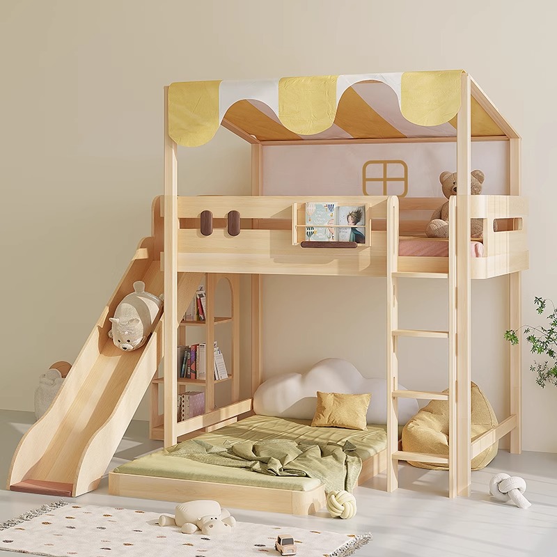 Tempat tidur susun dengan pero - Bunk Bed With Stairs And Slide ulasan dan harga