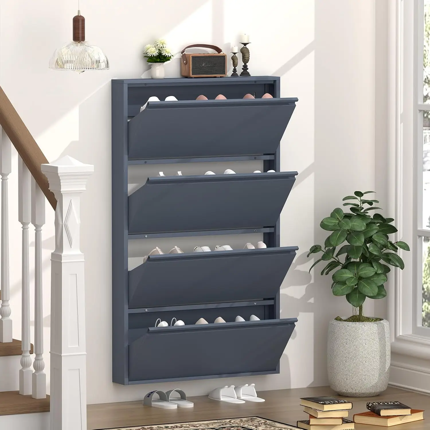 Lemari Sepatu dengan 4 Laci Li - Shoe Rack Cabinet Narrow Entryway ulasan dan harga