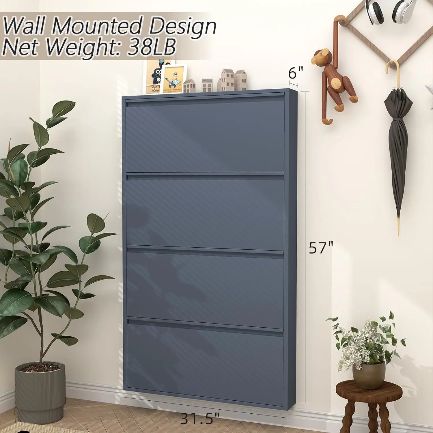 Lemari Sepatu dengan 4 Laci Li - Shoe Rack Cabinet Narrow Entryway ulasan dan harga
