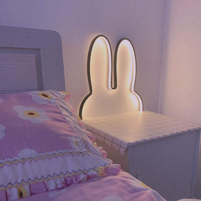 Lampu Dinding Kelinci Led Lucu - Floating Nightstand With Led Light ulasan dan harga