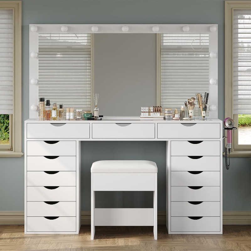 Meja Rias Yanosaku dengan Cerm - Dressing Table Vanity With Lighted Mirror ulasan dan harga