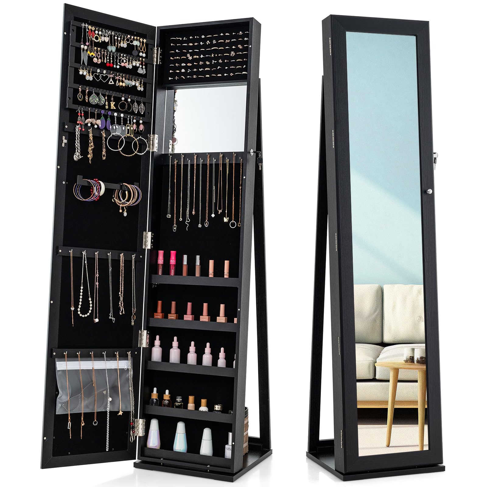 Lemari Perhiasan dengan Cermin - Full Length Mirror Jewelry Armoire ulasan dan harga
