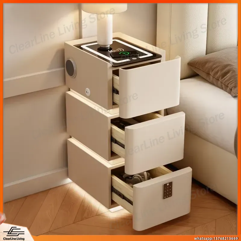 Meja Nakas Ultra Tipis 3 Tingk - Floating Nightstand With Led Light ulasan dan harga