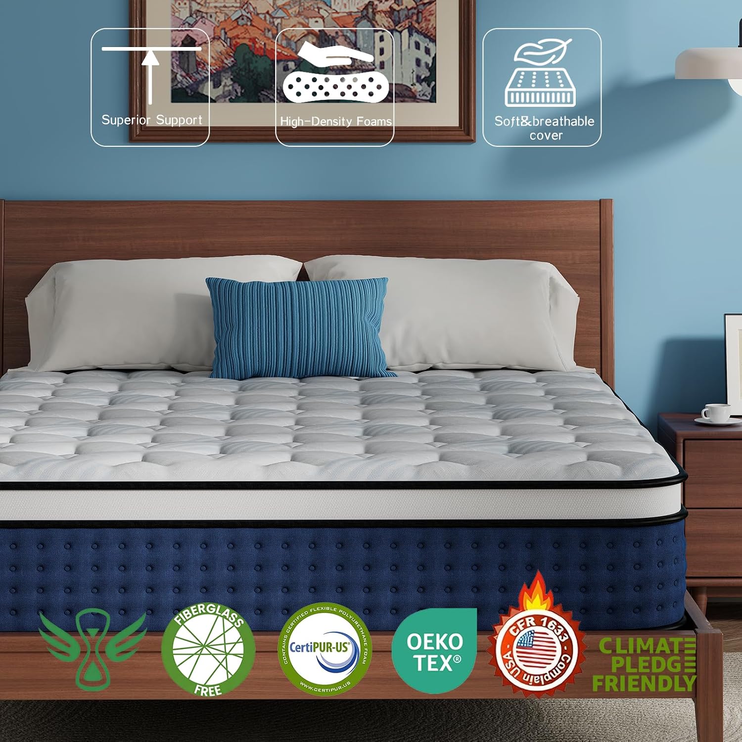 Kasur, Kasur Hybrid Ukuran Que - Memory Foam Mattress In A Box Queen ulasan dan harga