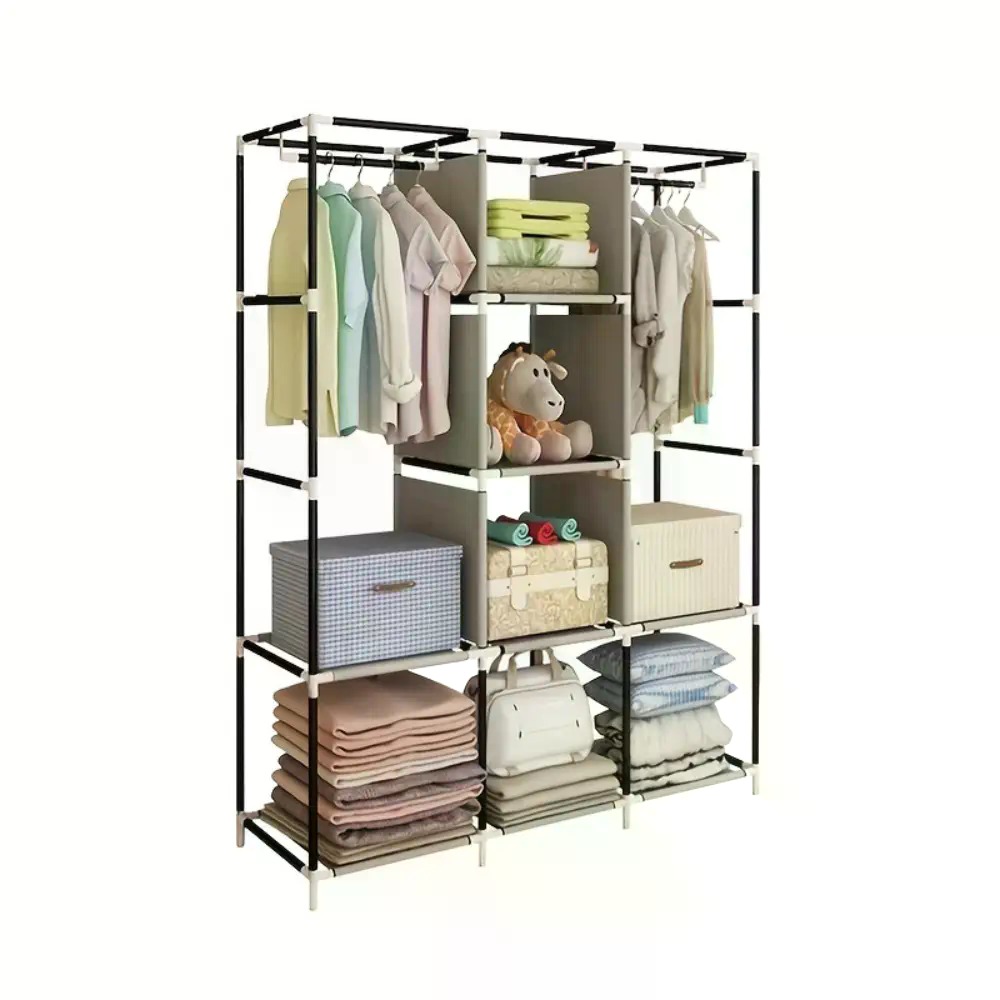 Lemari pakaian portabel 64 inc - Wardrobe Closet Portable Fabric Cover ulasan dan harga