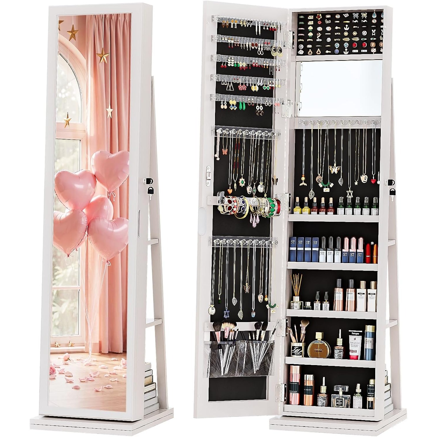 Lemari Perhiasan 4-In-1, Lemar - Full Length Mirror Jewelry Armoire ulasan dan harga